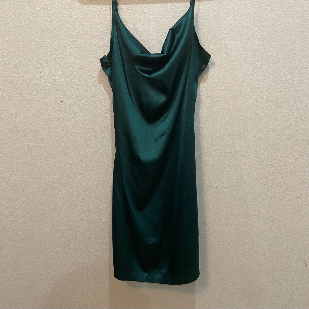 Green spaghetti strap dress